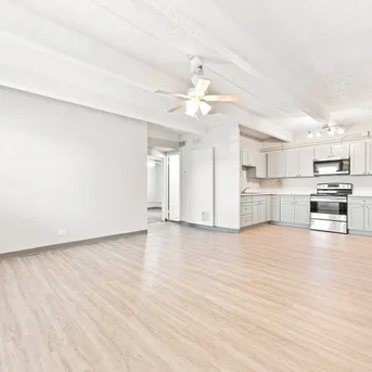 Julian Square Apartments open concept living room and kitchen